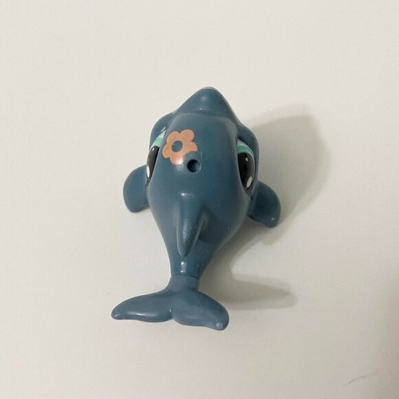 Littlest Pet Shop 1603 Blue Dolphin Pink Flower Whale Fish LPS - Picture 10 of 12
